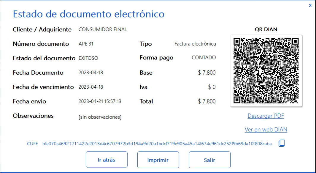 Interfaz de acceso a facturación electrónica